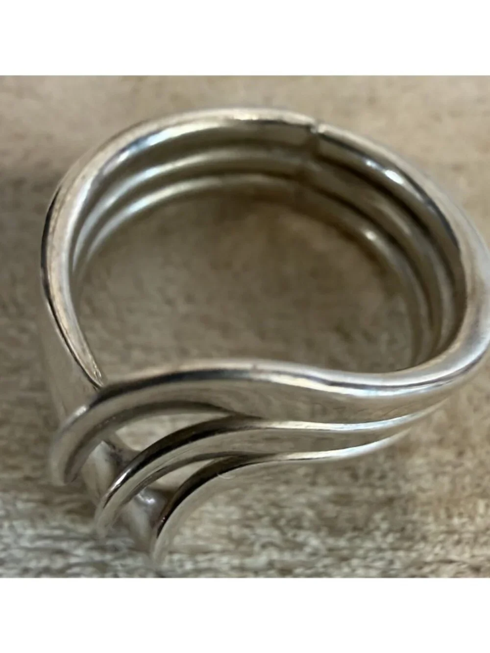 Vintage 925 Sterling Silver Wave Bypass Ring Size 9 Modernist 8 Grams